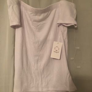 White off the shoulder crop top slimming